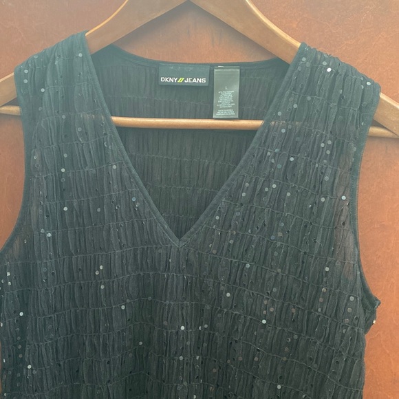 DKNY Jeans Sequin Top- L- Vintage - Picture 1 of 4